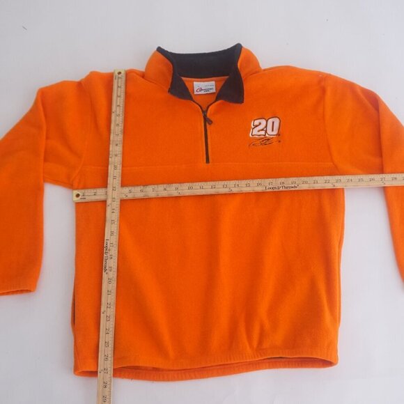 Vtg Tony Stewart #20 Orange Nascar Quarter Zip Fleece Sweater L By Competitors - Picture 4 of 11